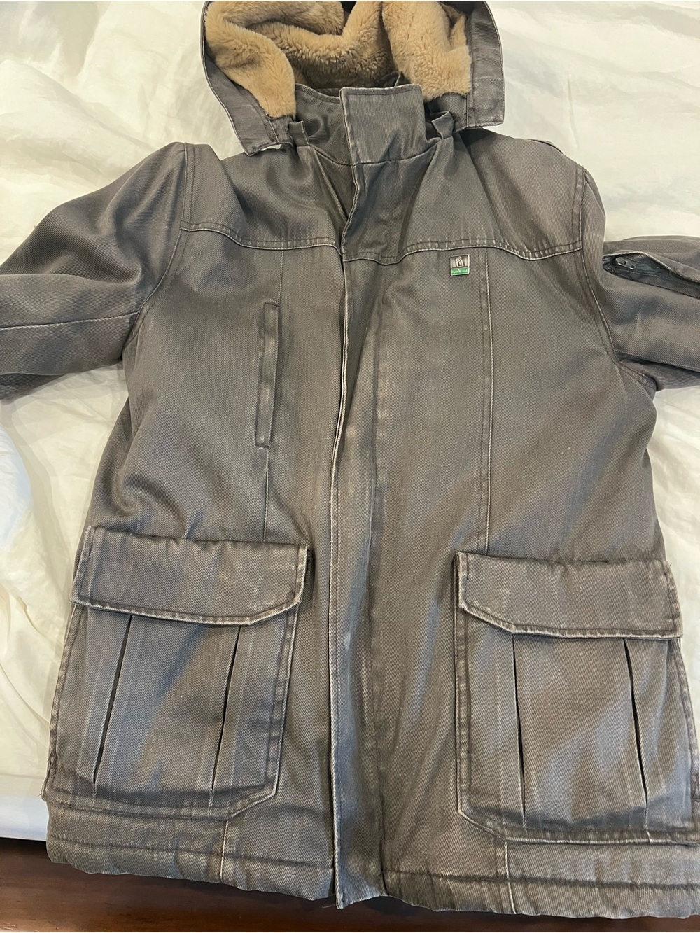 Men's Hooded Winter Jacket in Gray with Sherpa Lining
